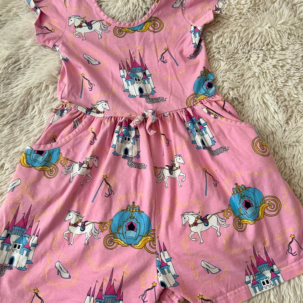 Eleanor Rose Pink Castle and Carriage Romper